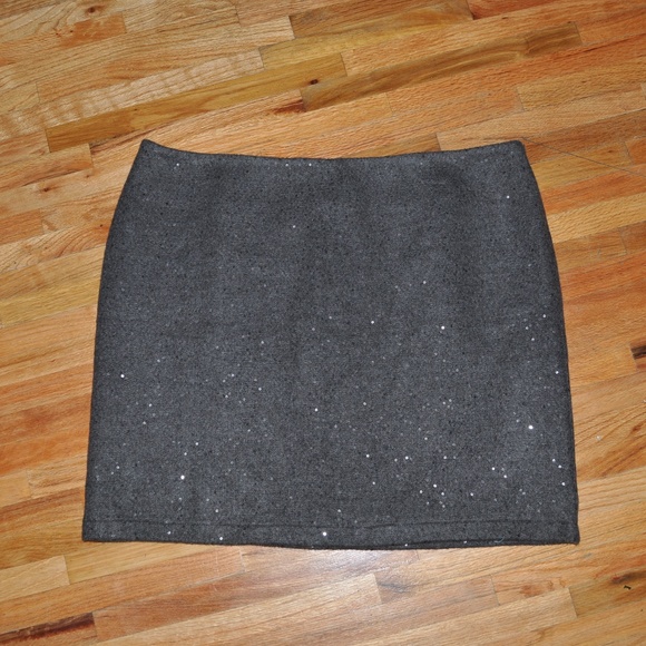 New J.JILL Charcoal Sequin Wool Blend Skirt NWT E2 - Picture 3 of 6